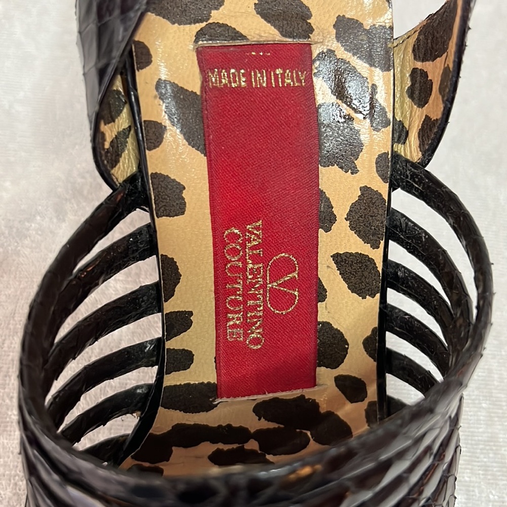 Valentino Snakeskin Black Ankle Strap Sandals - Picture 5 of 6